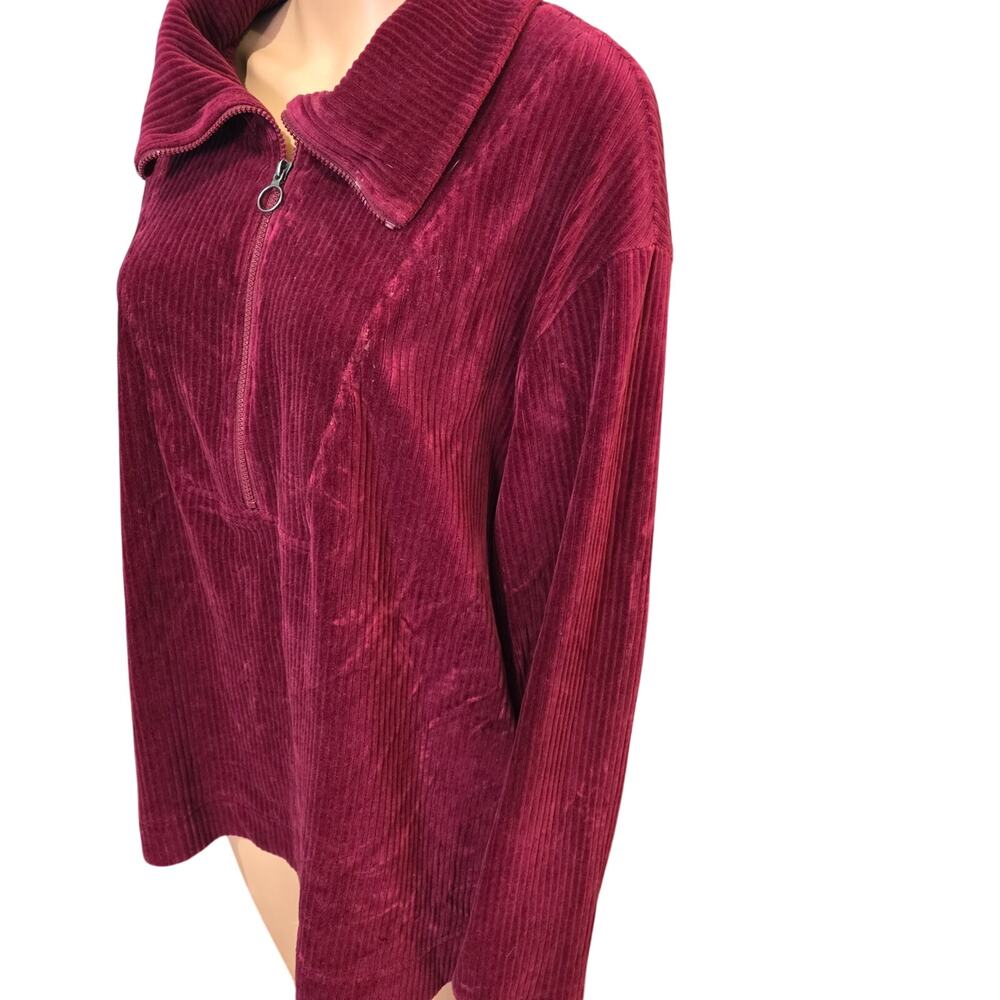 Encore by Idena Menzel Red Velvet long sleeve 1/2 zip pullover jacket 2X - Picture 3 of 6